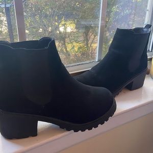 Black suede booties
